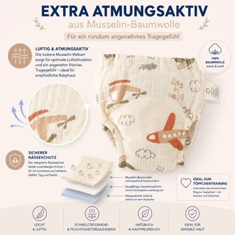Musselin Töpfchen Lernhöschen (3er-Pack)