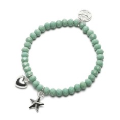 Bracelet, étoile / coeur vert