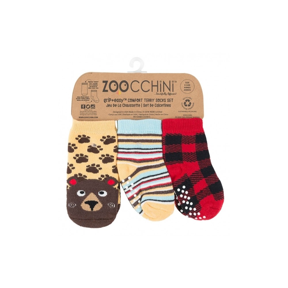Zoocchini 3er Pack Söckchen, Bosley der Bär