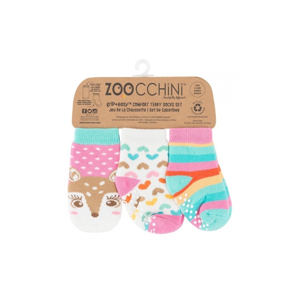 Zoocchini 3er Pack Söckchen, Fiona das Rehkitz