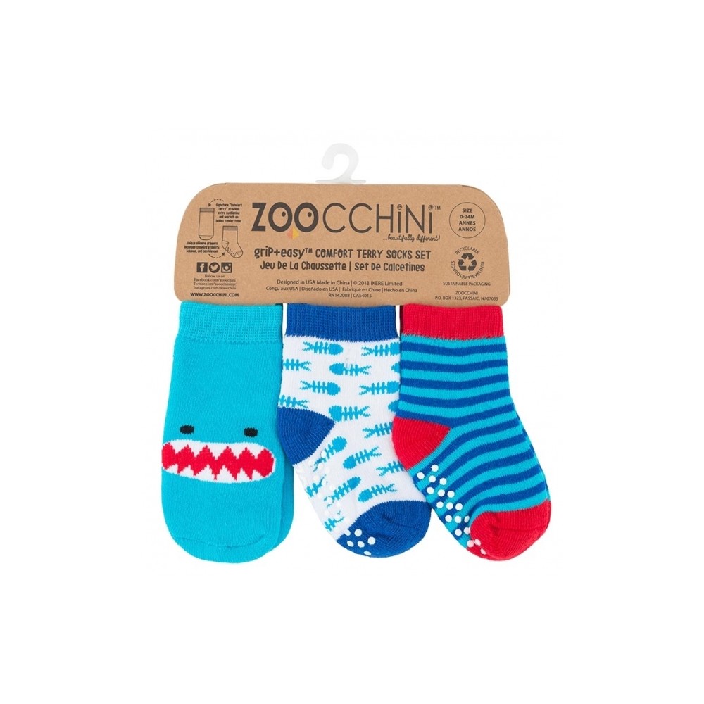 Zoocchini 3er Pack Söckchen, Sherman der Hai