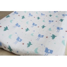 Wickelauflagenbezug, aus Musselin Baumwolle, 2-lagig, Vögel