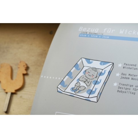 Wickelauflagenbezug, aus Musselin Baumwolle, 2-lagig, Vögel