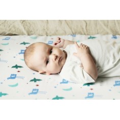 Wickelauflagenbezug, aus Musselin Baumwolle, 2-lagig, Vögel