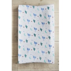 Changement de coussinet, en coton de mousseline, 2 plis, oiseaux