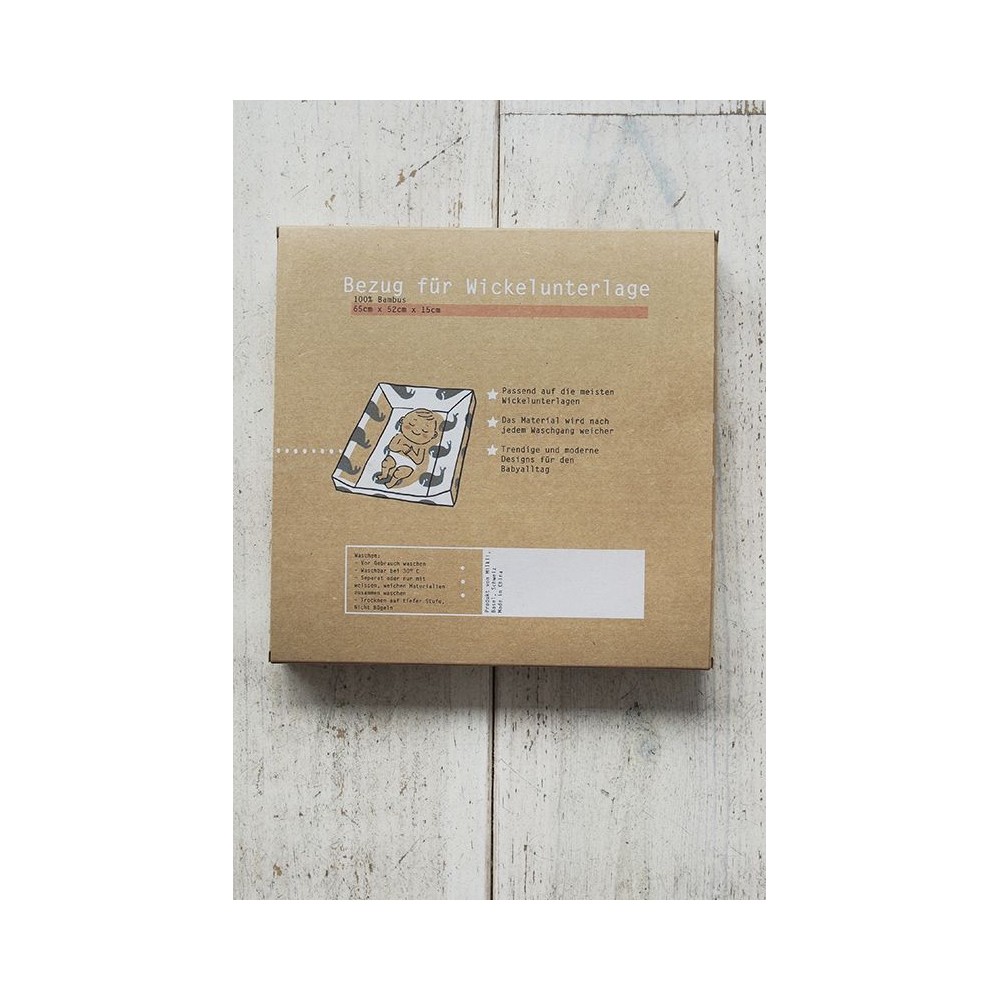 Wickelauflagenbezug aus Musselin Baumwolle, 2-lagig, Elefanten