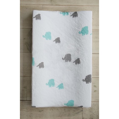 Wickelauflagenbezug aus Musselin Baumwolle, 2-lagig, Elefanten