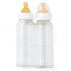 Babyfläschchen aus Glas (weiss, 240ml, 2er Pack) + Trinksauger