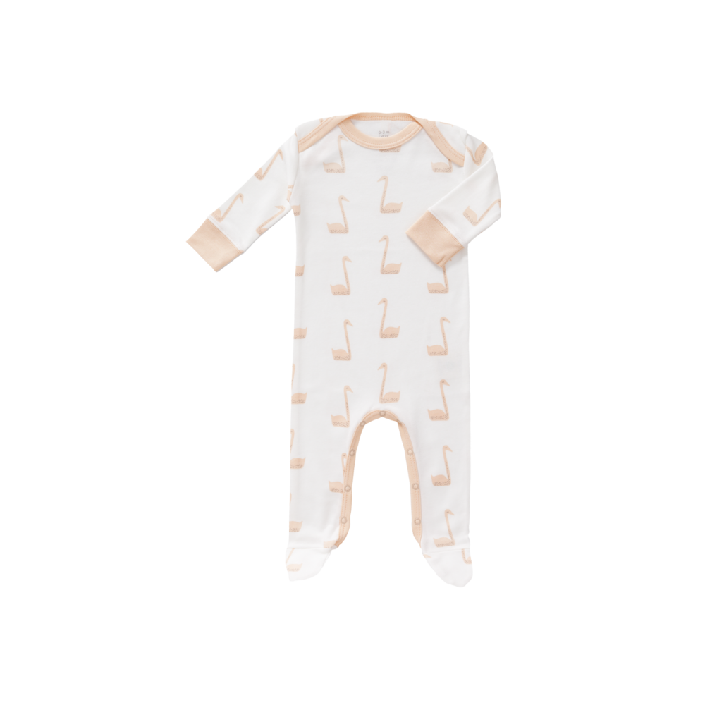 Fresk Babypyjama Bio-Baumwolle, mit Füsschen, Schwan