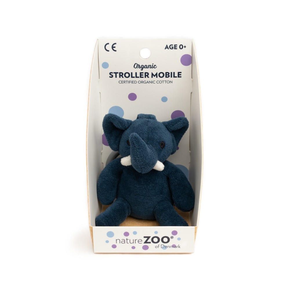 natureZOO Organic Kinderwagen-Spielzeug, Dunkelblauer Elefant