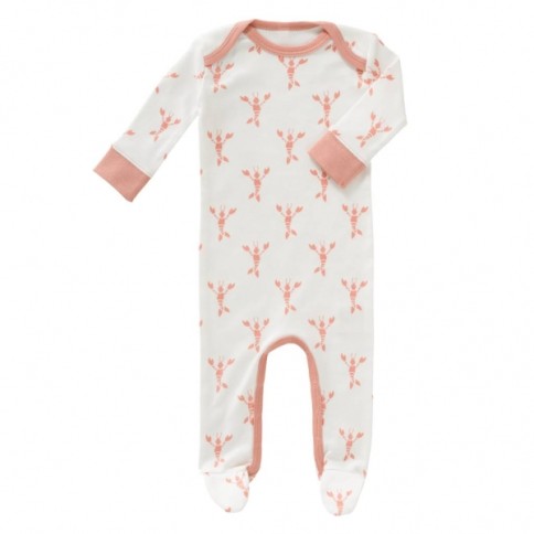 Fresk Babypyjama Bio-Baumwolle, mit Füsschen, Lobster coral pink