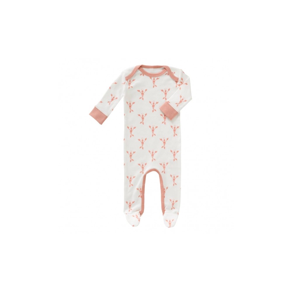 Fresk Coton biologique Babyypyjama, avec pieds, rose corail de homard