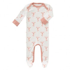 Fresk Babypyjama Bio-Baumwolle, mit Füsschen, Lobster coral pink