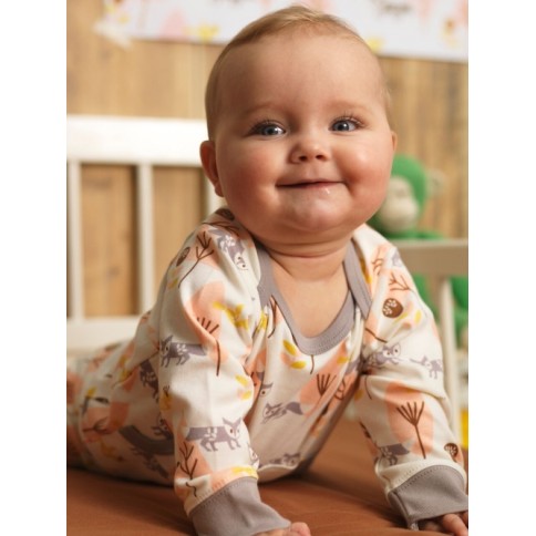 Fresk Coton biologique Babypyjama, avec pieds, renards roses