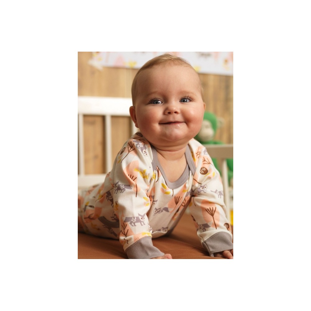 Fresk Coton biologique Babypyjama, avec pieds, renards roses