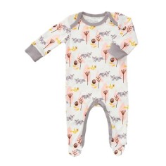 Fresk Coton biologique Babypyjama, avec pieds, renards roses