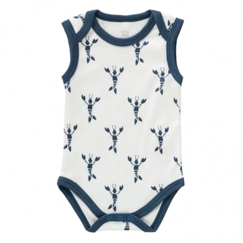 Fresk Babybody Bio-Baumwolle, ärmellos, Lobster Indigo