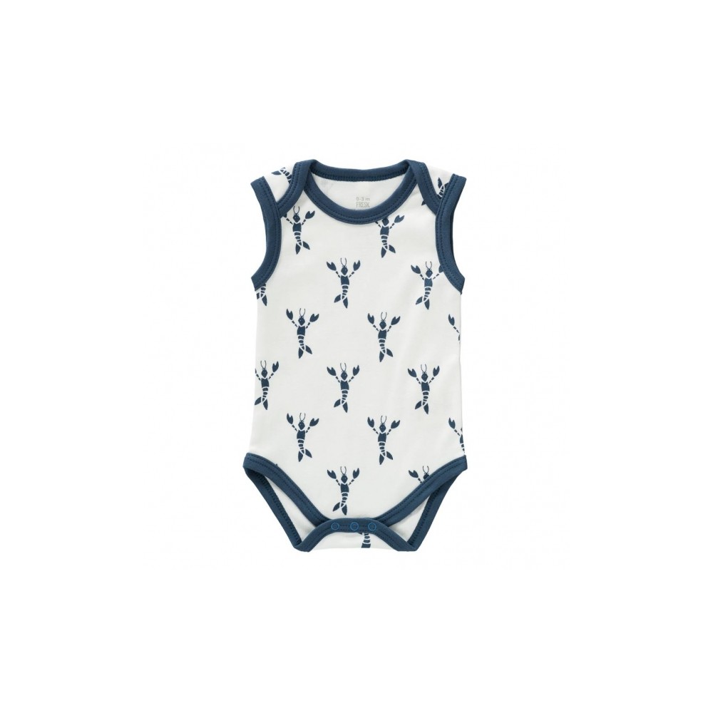 Fresk Babybody Bio-Baumwolle, ärmellos, Lobster Indigo