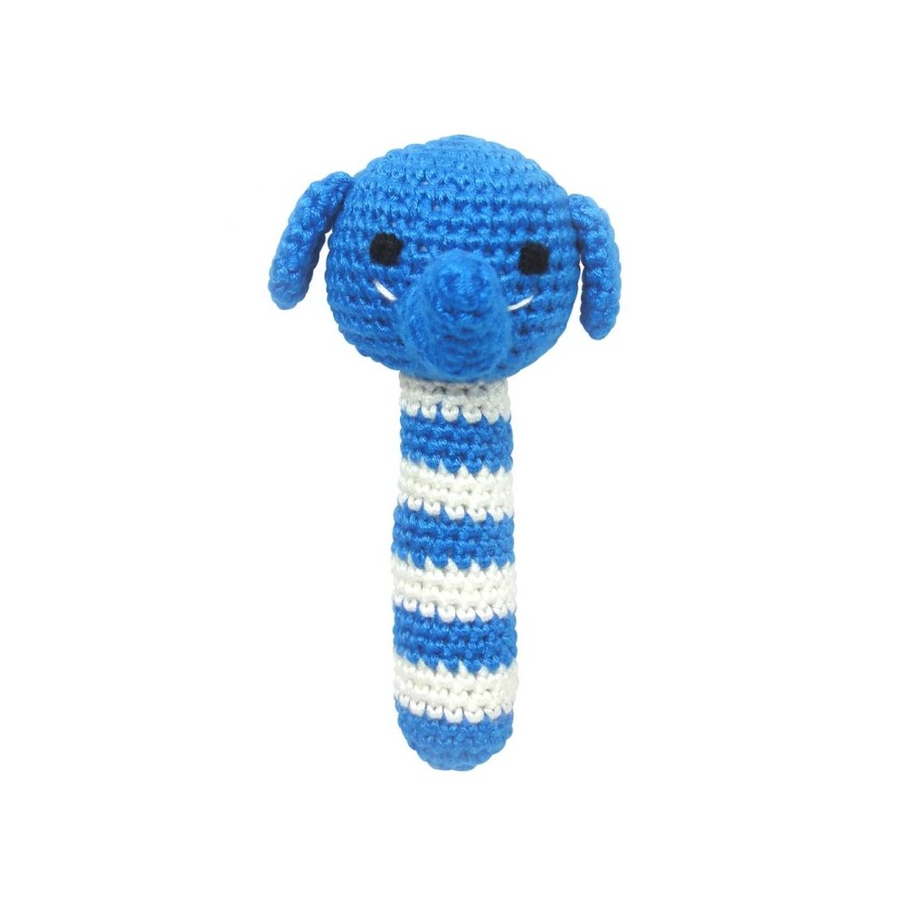 Rasselstab gehäkelt, Blauer Elefant