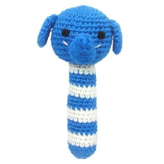 Rasselstab gehäkelt, Blauer Elefant