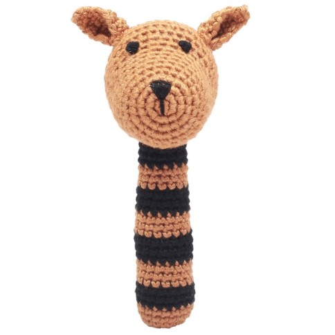 Rasselstab gehäkelt, Hellbrauner Känguru