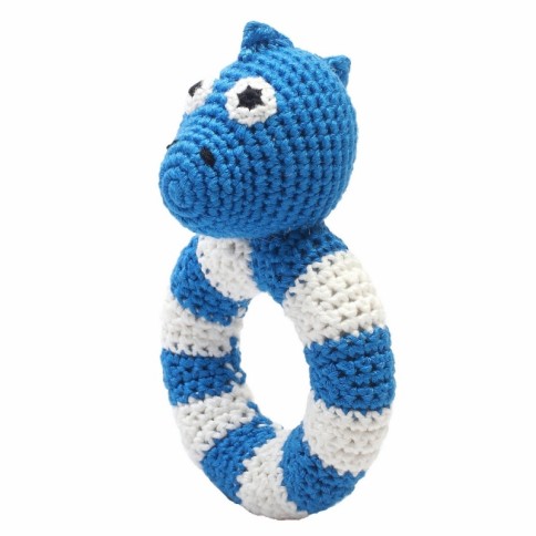 natureZoo CrochetringRassel, Bleu Dino