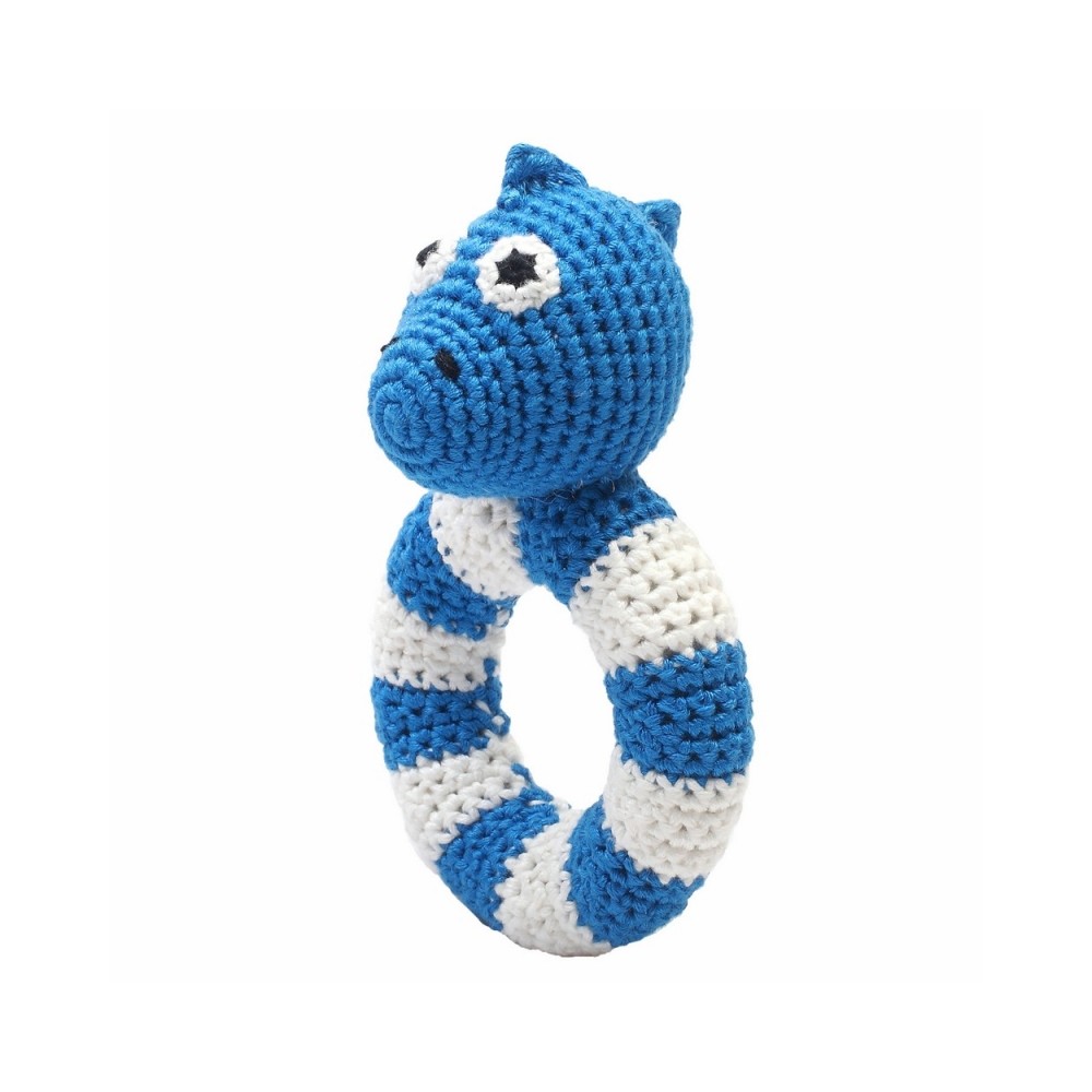 natureZoo CrochetringRassel, Bleu Dino