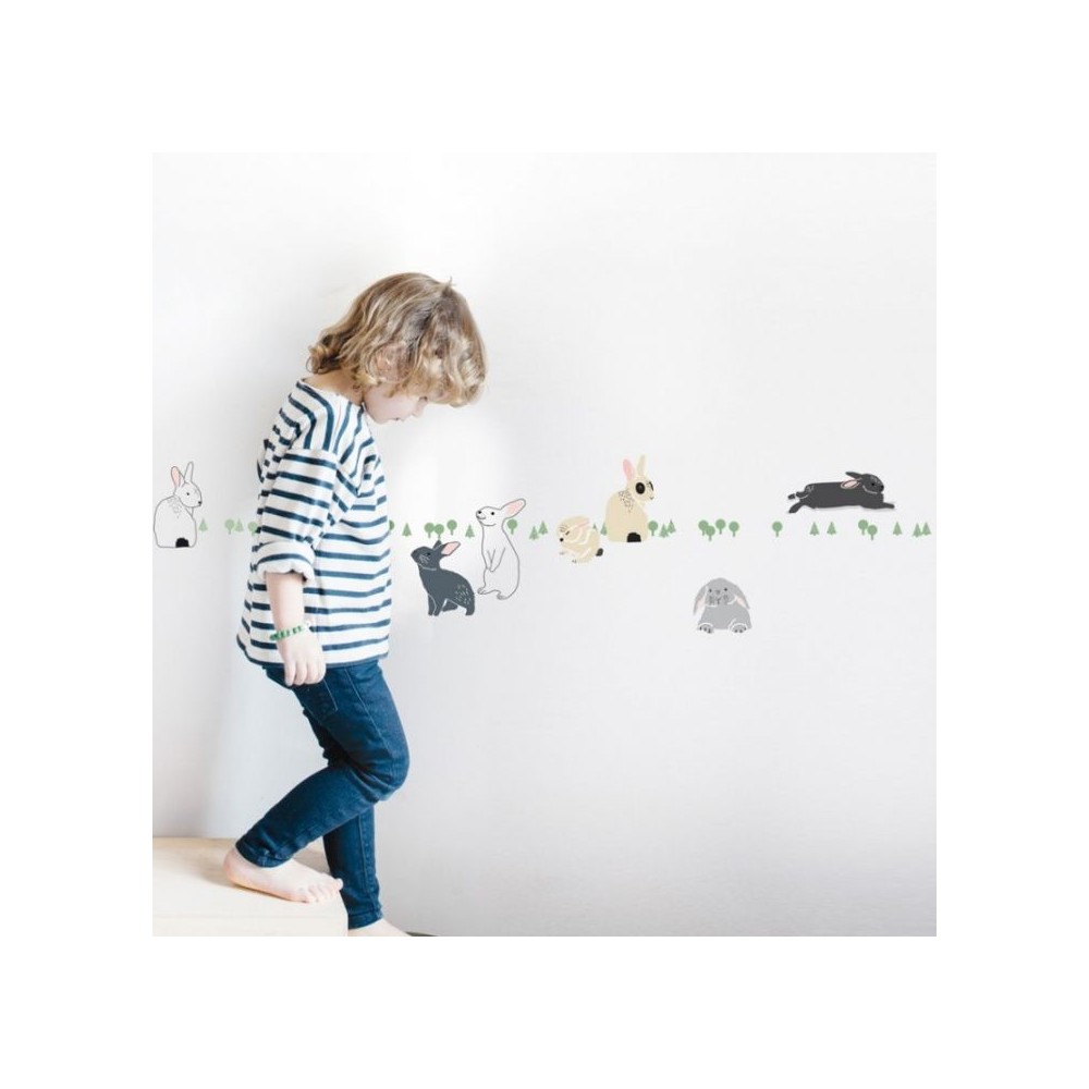 MIMIlou Wandsticker Bordüre 5 m, Hasen im Wald