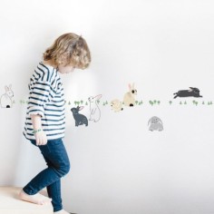 MIMIlou Wandsticker Bordüre 5 m, Hasen im Wald