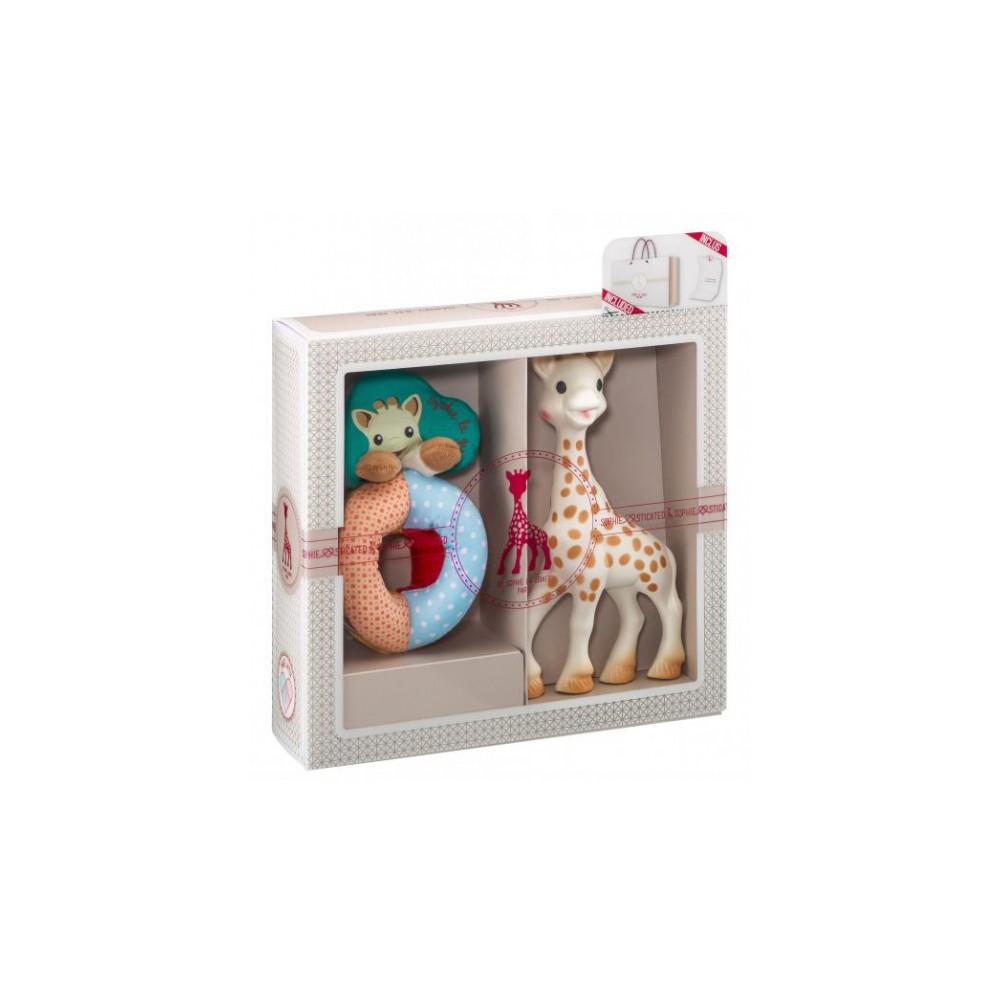 Geschenkset Sophie La Giraffe, Giraffe + Rassel