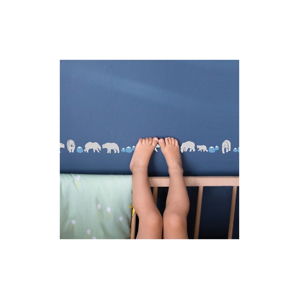 Autocollants muraux Mimilou Bordure 5 m, Ours polaires