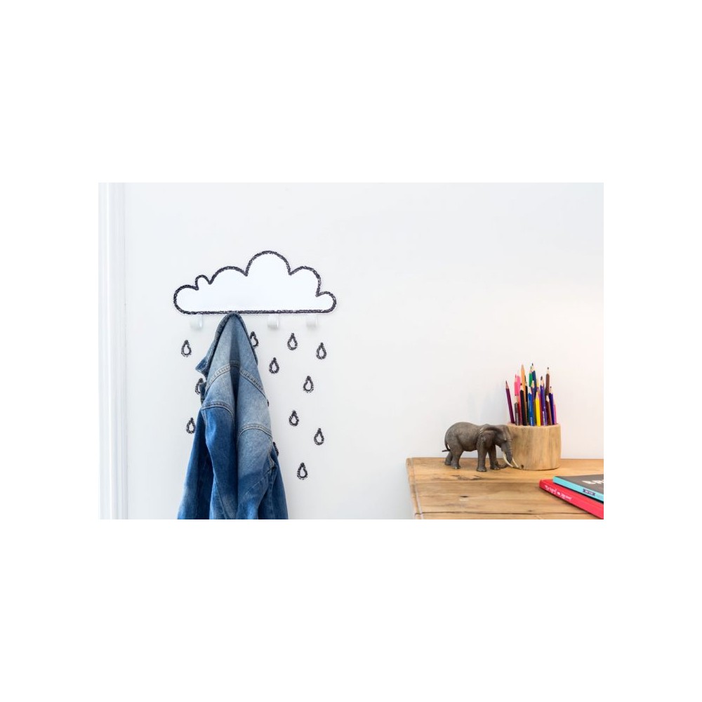 Tresxics Wandhaken Wolke gross mit 20 Regendropfen-Stickers, Navy