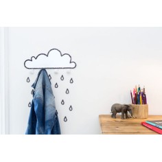 Tresxics Wandhaken Wolke gross mit 20 Regendropfen-Stickers, Navy