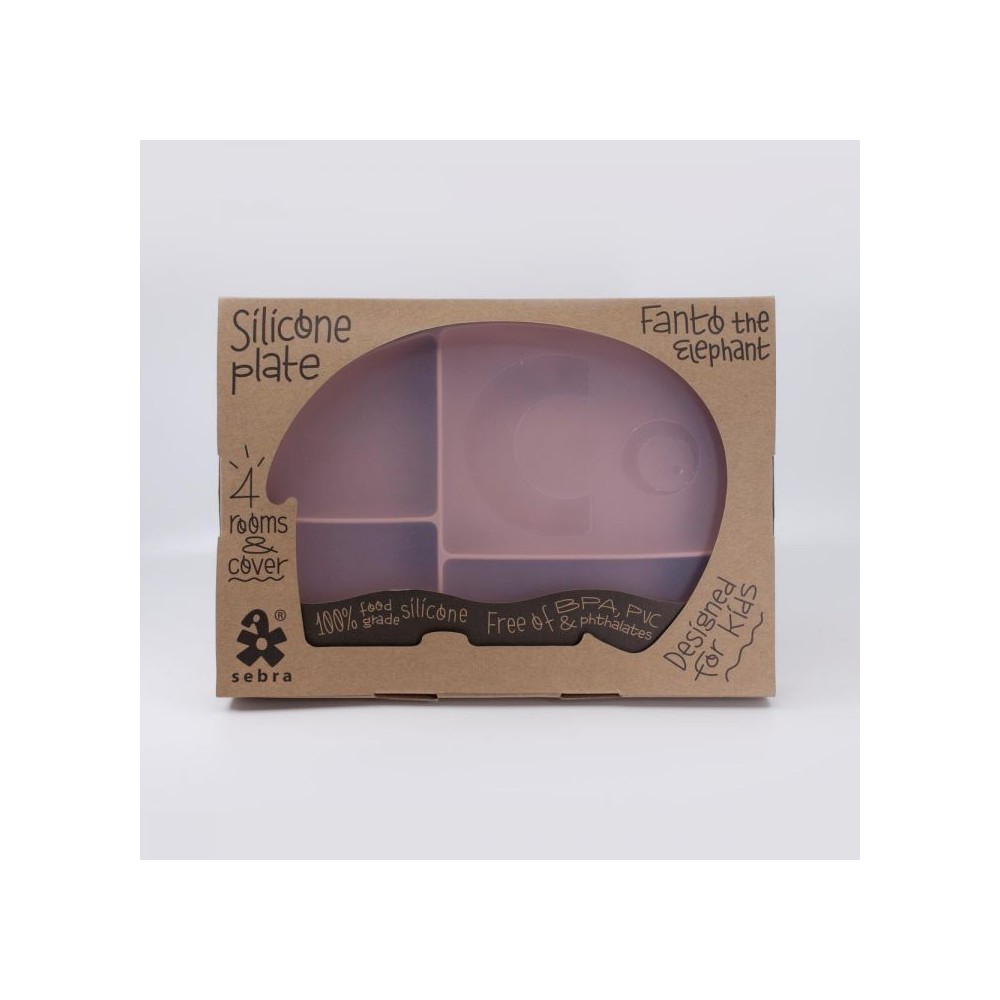 Sebra Silikon Teller mit Deckel, blossom pink