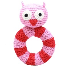 natureZoo Crochet Ringrassel, hibou rose
