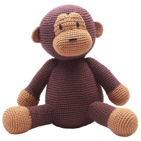 Ours en peluche au crochet, singe brun foncé