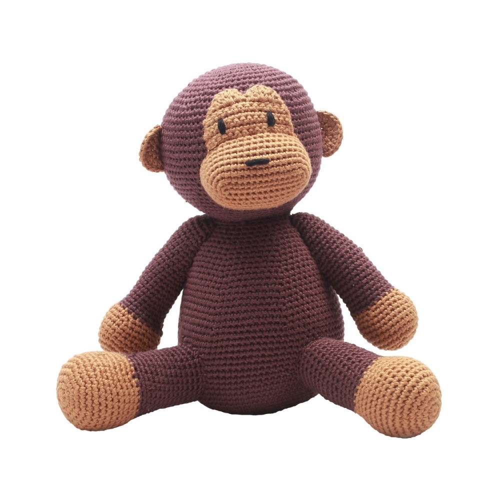Ours en peluche au crochet, singe brun foncé