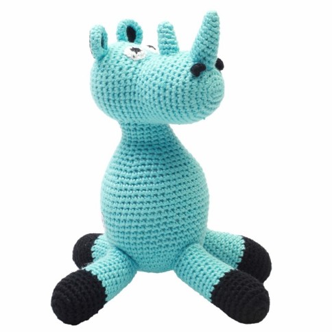 Ours en peluche au crochet, Rhinois turquoise