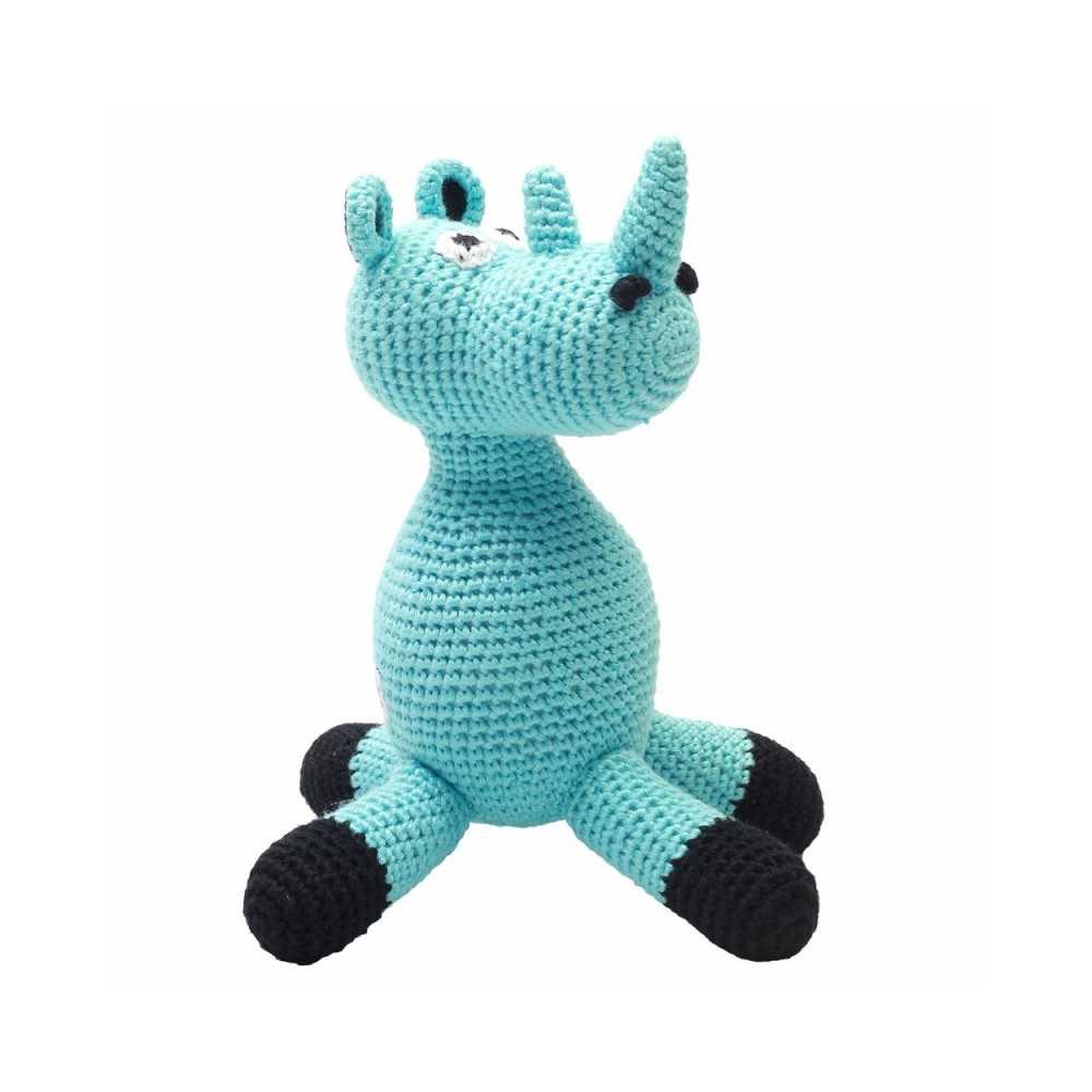 Ours en peluche au crochet, Rhinois turquoise