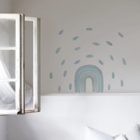 Tresxics textile Wandaufkleber Wasserfarben Regenbogen & Tropfen, Grün