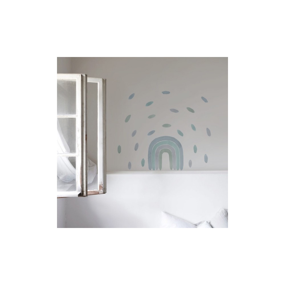 Tresxics textile Wandaufkleber Wasserfarben Regenbogen & Tropfen, Grün