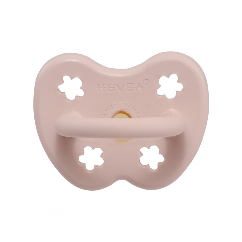 HEVEA Schnuller Powder Pink Naturkautschuk - Blume, kiefergerecht (0-3 Monate)
