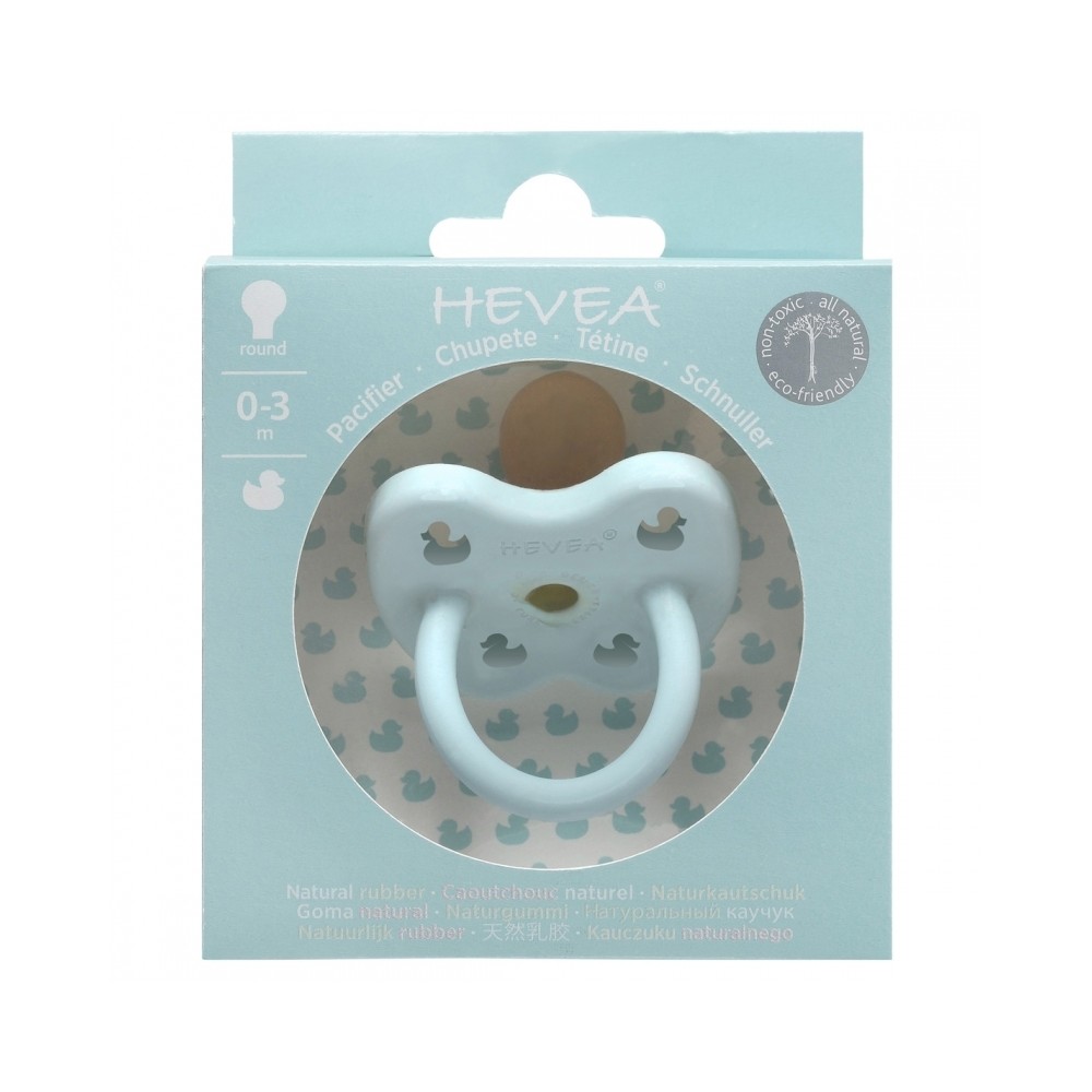 HEVEA Schnuller Baby Blue Naturkautschuk - Ente, rund (0-3 Monate)