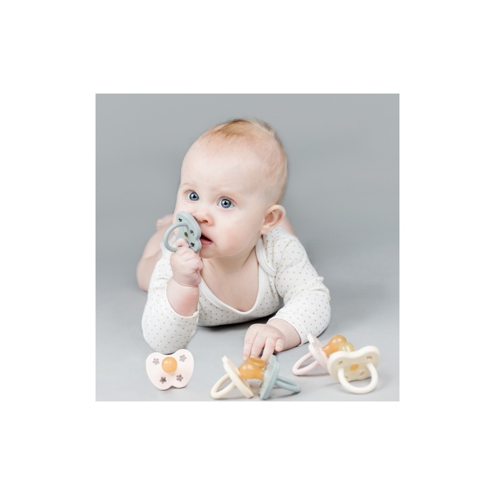 HEVEA Schnuller Baby Blue Naturkautschuk - Ente, kiefergerecht (0-3 Monate)