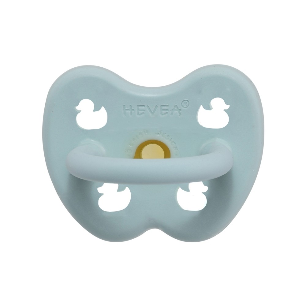 HEVEA Schnuller Baby Blue Naturkautschuk - Ente, kiefergerecht (0-3 Monate)