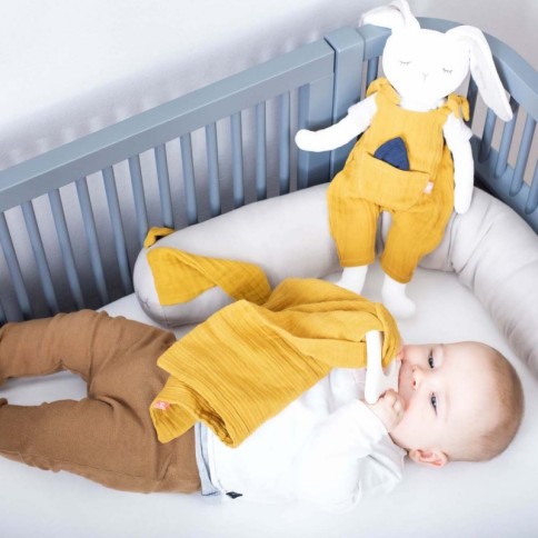 Schmusetuch mit Kautschuk-Hase, Grau