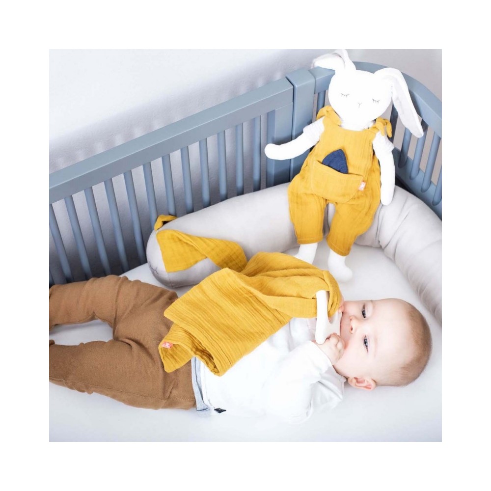 Schmusetuch mit Kautschuk-Hase, Grau