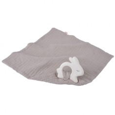 Schmusetuch mit Kautschuk-Hase, Grau