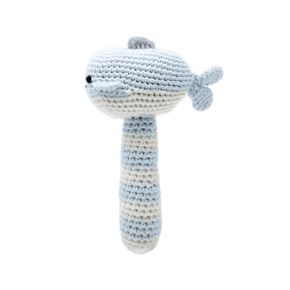 natureZOO Rasselstab gehäkelt, Wal Babyblau