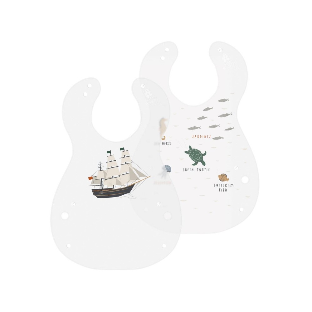 Sebra Kunststoff Lätzchen, 2er Pack, Seven Seas